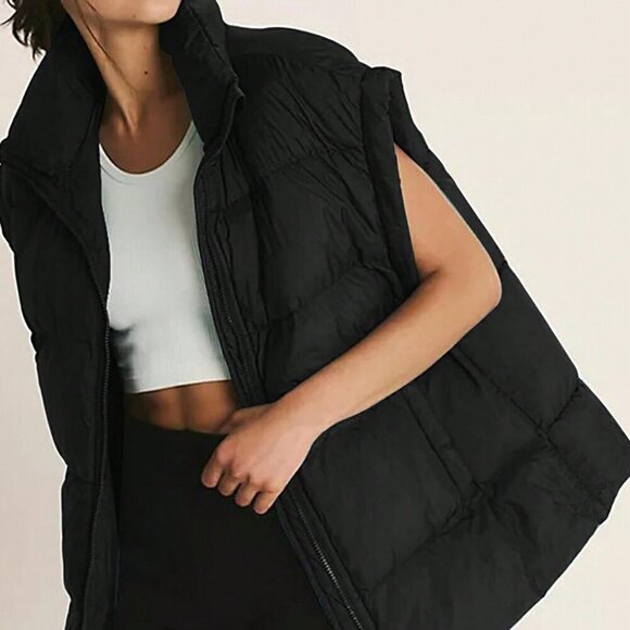 Black Casual Women's Stand Collar  Sleeveless Quilted puffer Vest Jacket - Picture 3 of 5